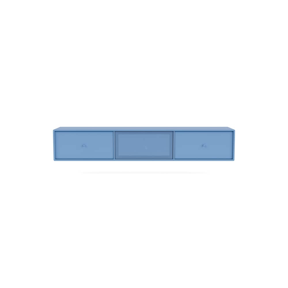 Meuble TV suspendu Octave V bois bleu / L 138 x P 30 x H 24 cm - MONTANA - Azure 154 - Acier perforé, MDF laqué