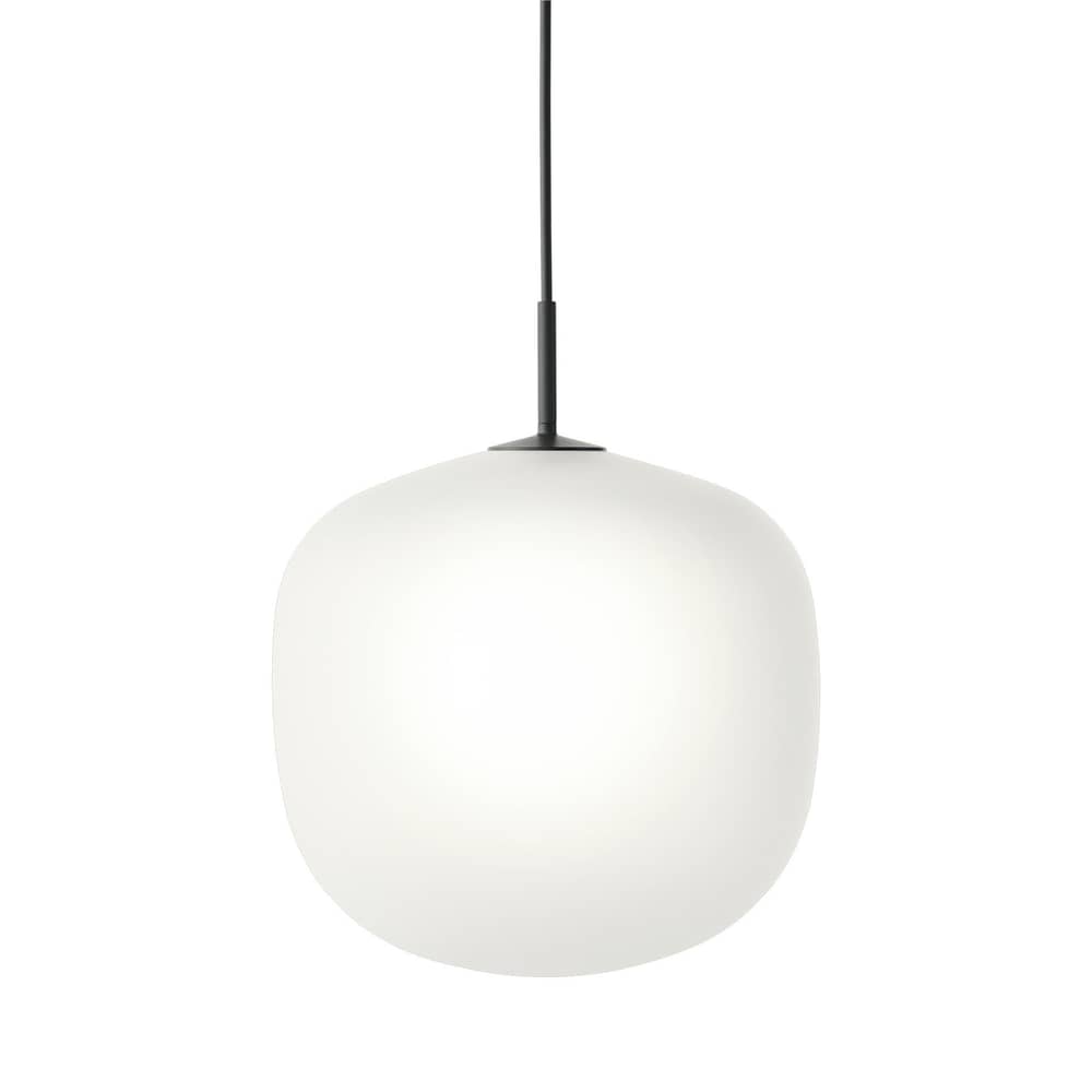 Pendelleuchte Rime glas weiß / Ø 37  - Mundgeblasenes Glas - Muuto - Oberteil schwarz / Weiß - klarlackbeschichtetes Aluminium, mundgeblasenes Glas