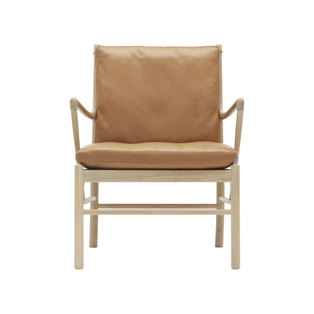 Poltrona imbottita OW149 - Colonial Chair pelle marrone / Ole Wanscher - 1959 - CARL HANSEN & SON - Rovere oliato / Pelle marrone (Thor 307) -  Duvet, Corda di carta, Espanso, Massello di quercia oliato, Pelle