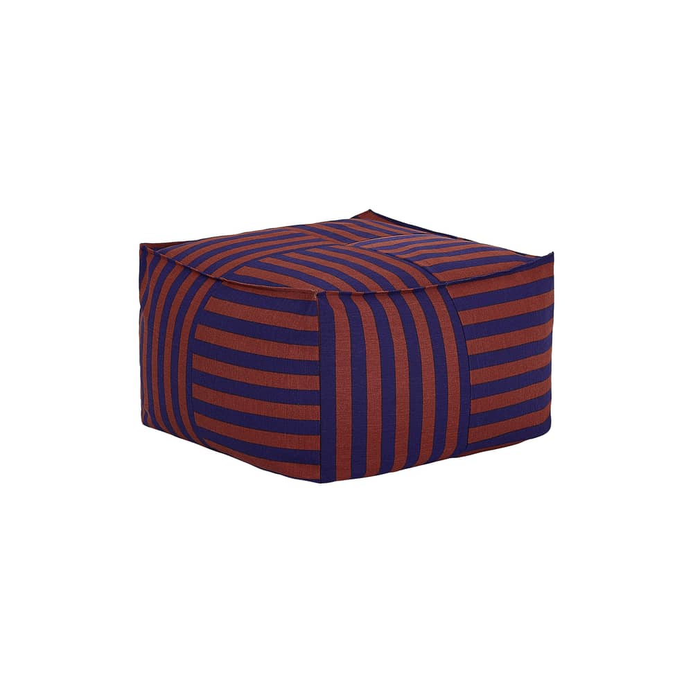 Pouf Otto tissu bleu / Repose-pieds - 55 x 55 cm - NOBODINOZ - Rouge brun & bleu encre - Coton biologique, Polystyrène expansé