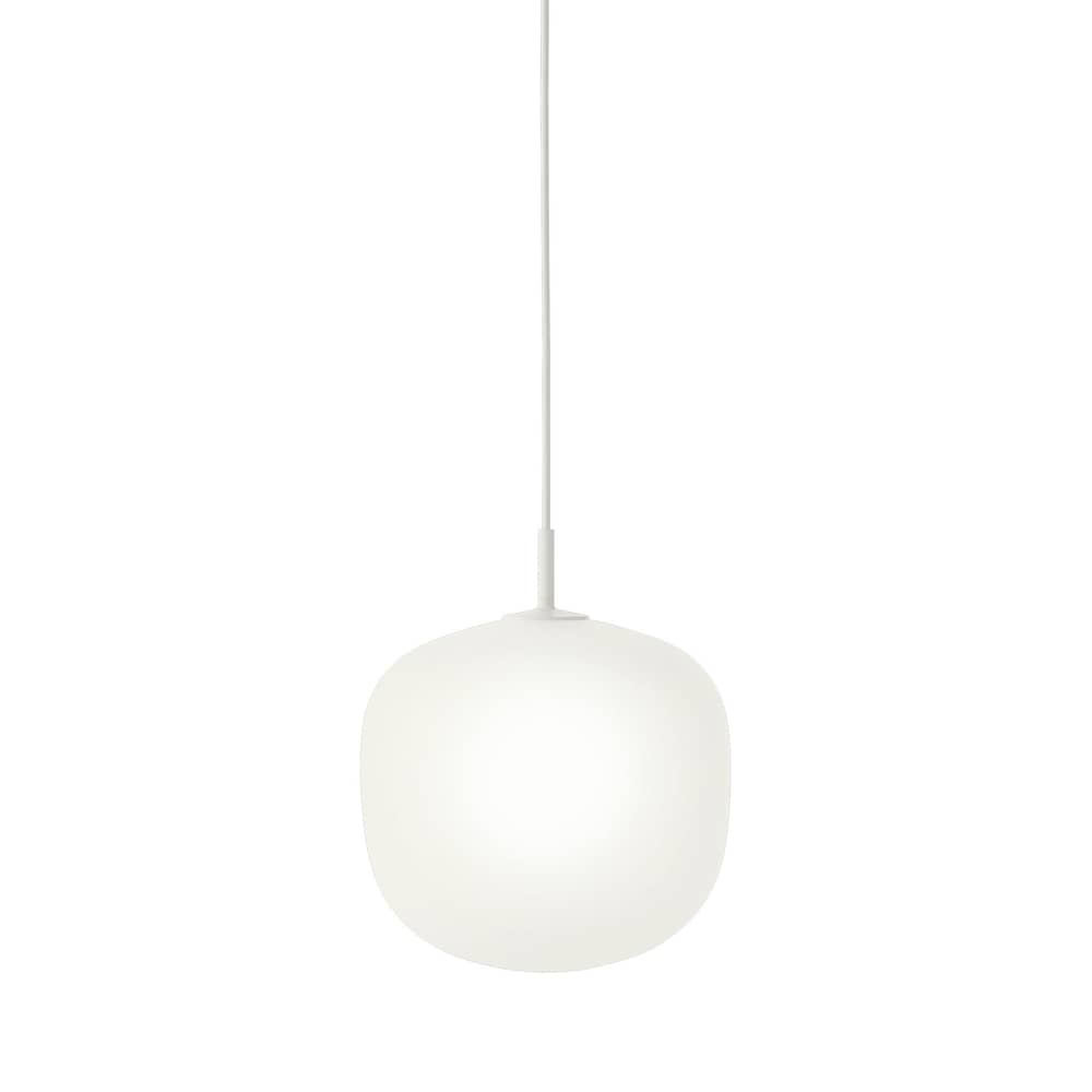 Suspension Rime verre blanc / Ø 25 - soufflé bouche - Muuto - Monture blanche / Blanc - Aluminium verni, Verre soufflé bouche