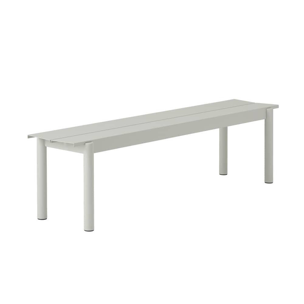 Banc Linear métal gris / L 170 cm - Muuto - Gris clair - Acier revêtement poudre, Aluzinc