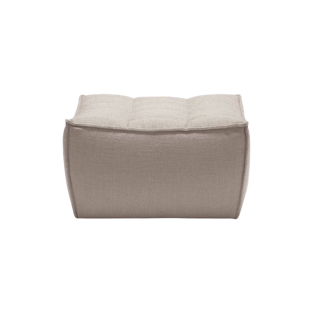 N701 Pouf textile beige / UK version - 70 x 70 cm - Ethnicraft - Beige (UK residential fire retardant) - Fabric, High-density PU foam, Wood