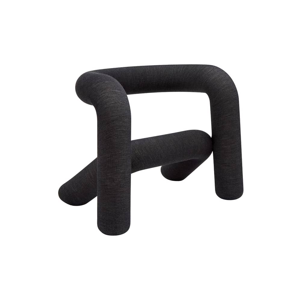 Poltrona imbottita Extra Bold tessuto nero / Tessuto Kvadrat - Moustache - Nero-ecru (tessuto Kvadrat) - Acciaio, Espanso, Lana