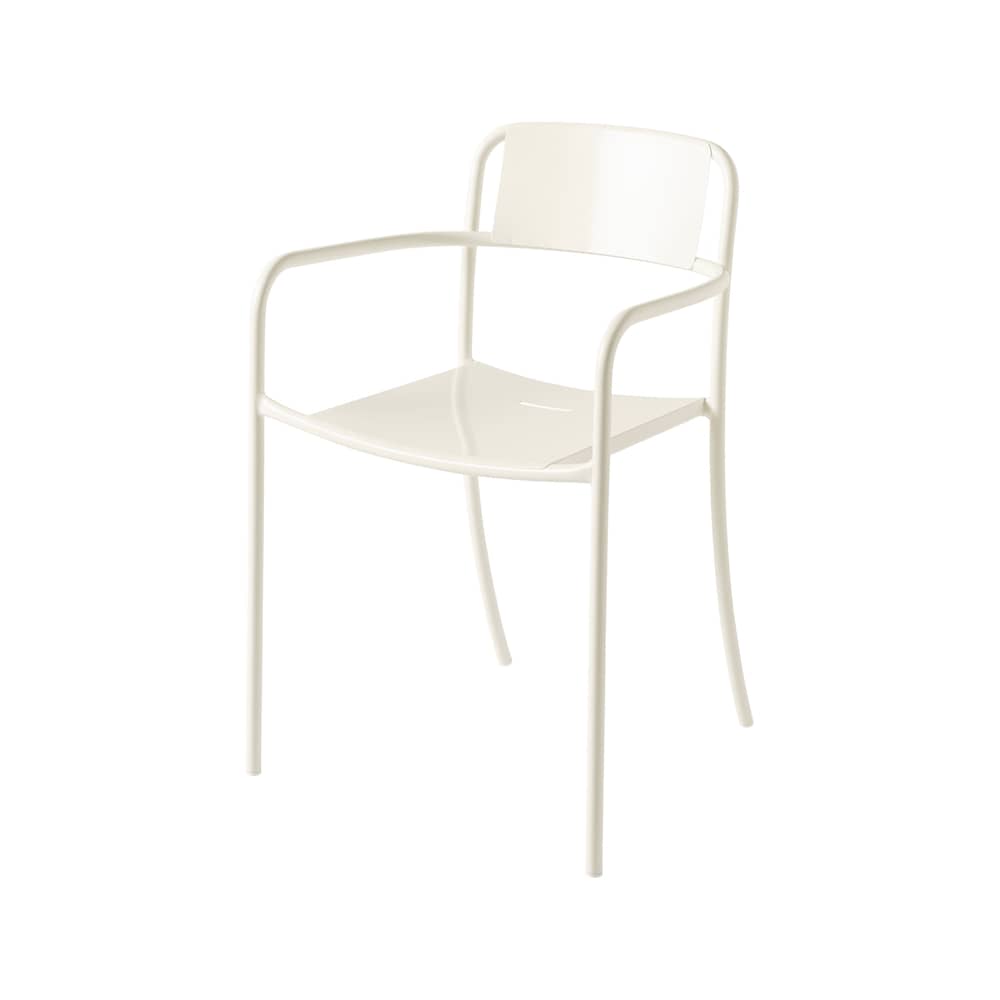 Poltrona impilabile Patio metallo bianco / Lamiera piena - Tolix - Bianco perlato - Acciaio inossidabile