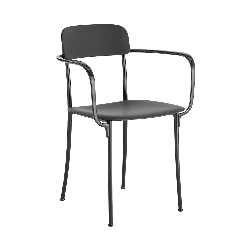 Poltroncina da pranzo Savoia materiale plastico grigio - Kartell - Antracite - alluminio verniciato, Tecnopolimero