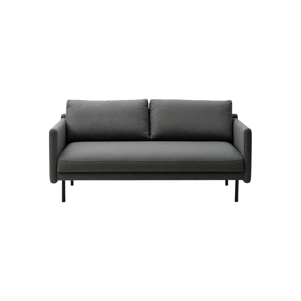 Sofa Rar textil grau / 2-Sitzer - L 168,5 cm - Normann Copenhagen - Stoff Dunkelgrau - Gewebe, Holz, PU-Schaum, Stahl