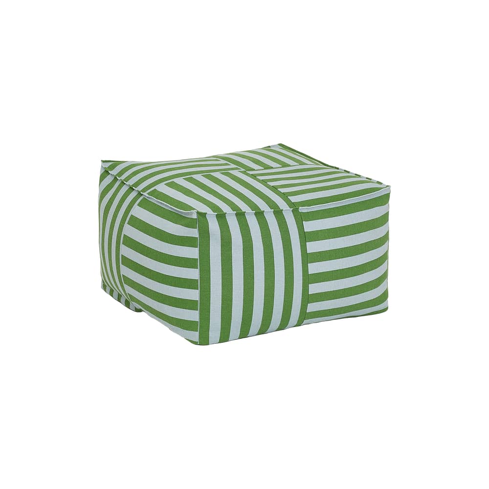 Pouf Otto tissu vert / Repose-pieds - 55 x 55 cm - NOBODINOZ - Vert & bleu / Rayé - Coton bio, Polystyrène expansé