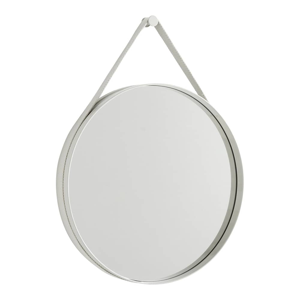 Wandspiegel Strap n°2 metall grau / Ø 50 cm - Stoffgurt - Hay - Hellgrau - Glas, lackierter Stahl, Polyester-Gewebe