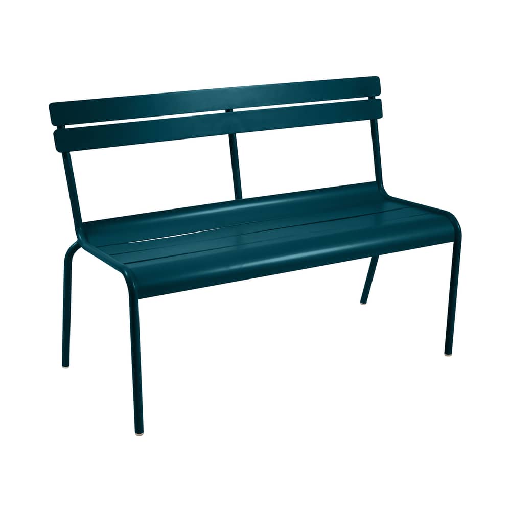 Banc avec dossier Luxembourg métal bleu / 3 places - L 118 cm - Fermob - Bleu Acapulco - Aluminium laqué