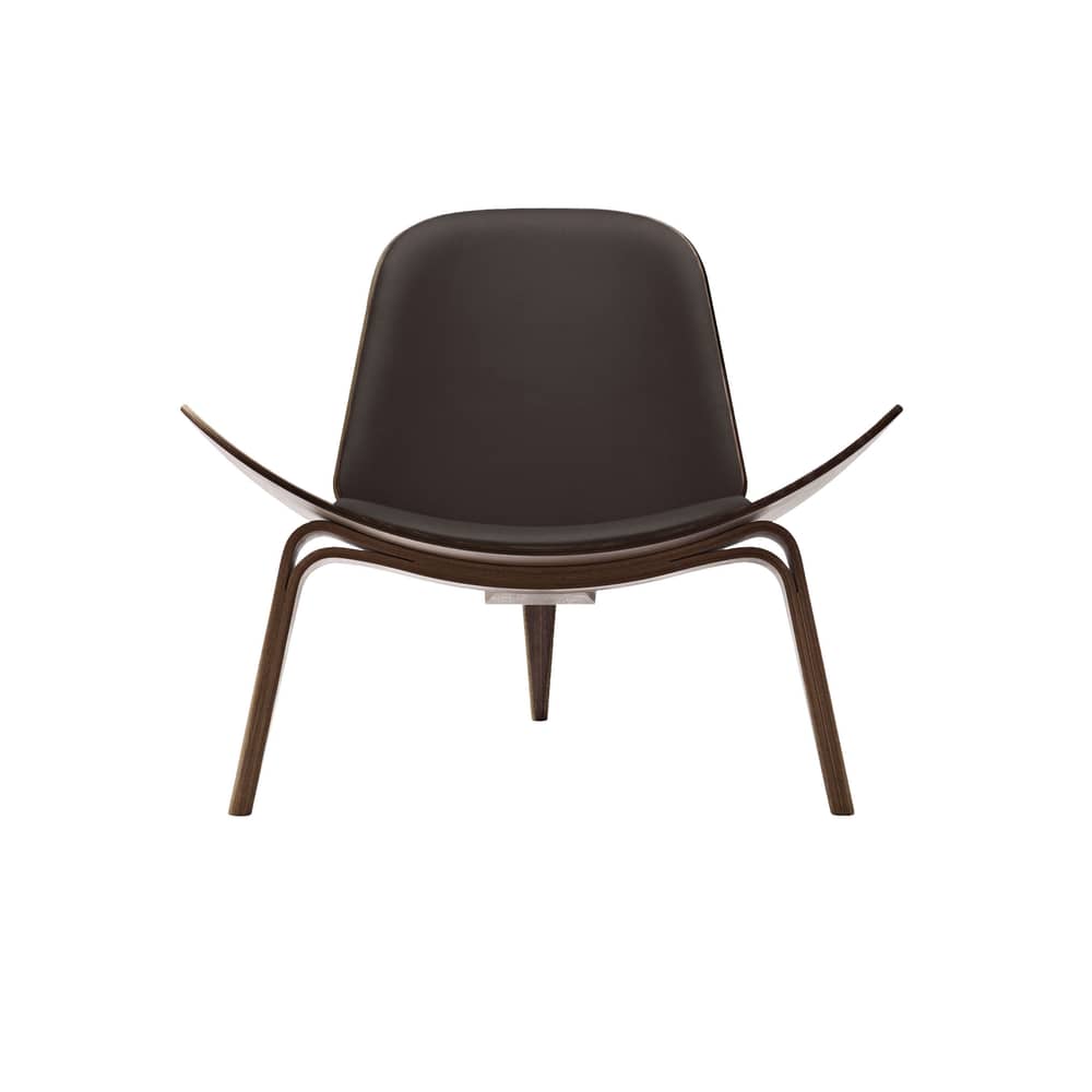 Gepolsterter Sessel CH07 - Shell Chair leder braun / Hans J. Wegner (1963 - CARL HANSEN & SON - Nussbaum geölt / Leder dunkelbraun (Thor 306) - Geöltes Nussbaum-Sperrholz, Leder, Polyurethan-Schaum