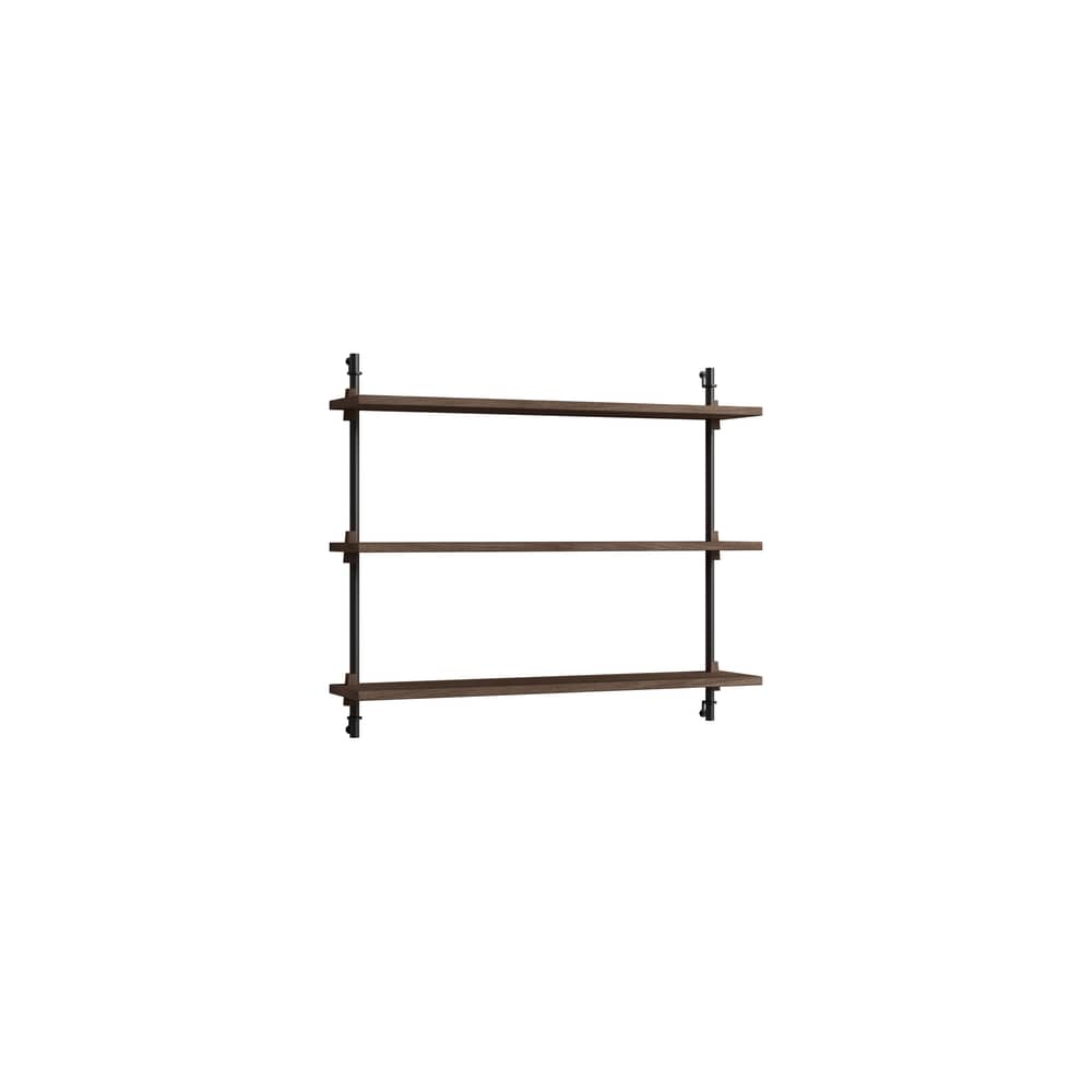 Étagère Wall Shelving – ws.65.1 bois marron / L 85 x H 65 cm x Prof. 17,5 cm - MOEBE - Chêne fumé / Noir - Acier, MDF placage chêne