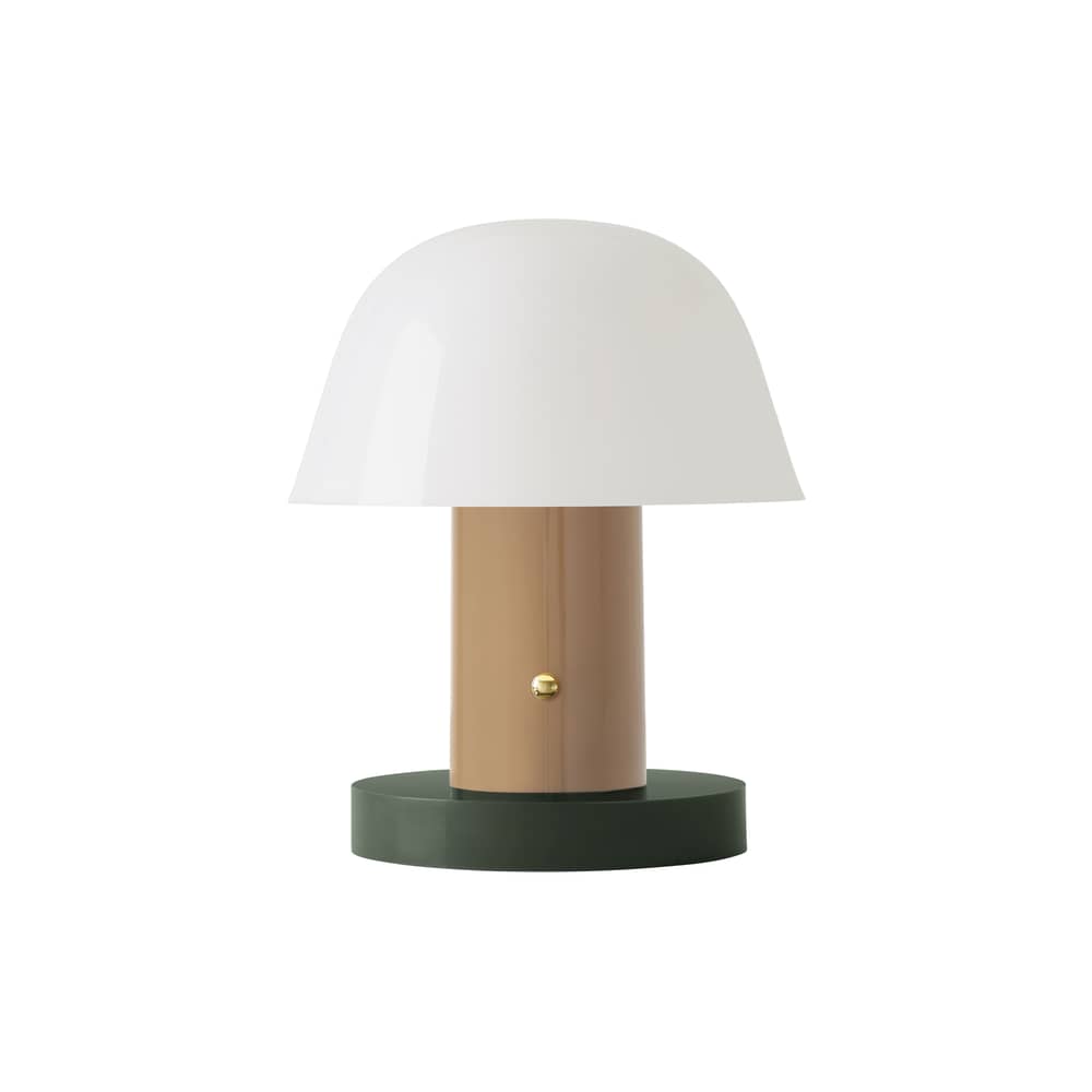 Lampe sans fil rechargeable Setago  JH27 plastique vert beige / by Jaime Hayon - &tradition - Beige nu / Base verte - Polycarbonate moulé