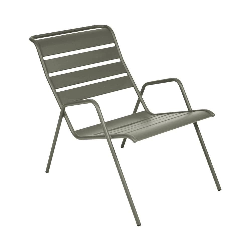 Lounge Sessel Monceau metall grün grau / stapelbar - Fermob - Rosmarin - bemalter Stahl