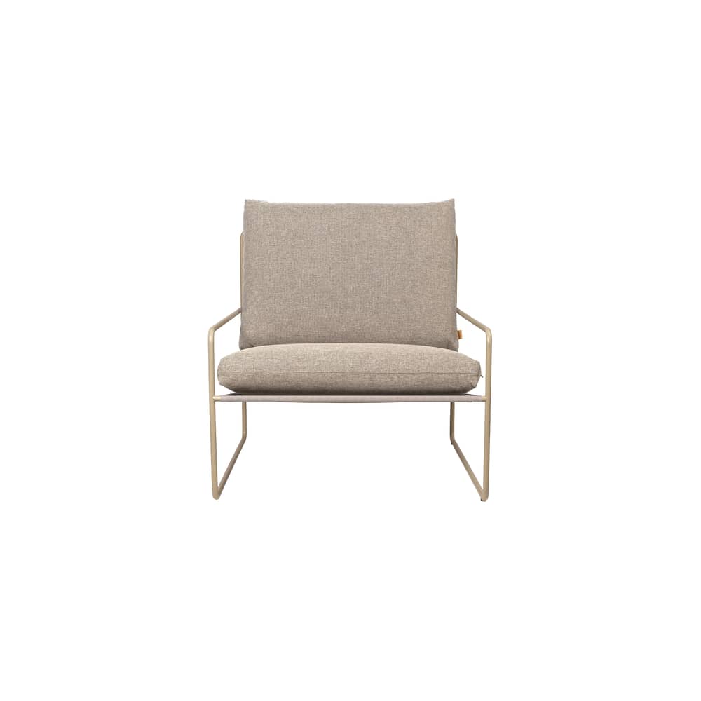 Poltrona imbottita Desert Dolce tessuto beige - Ferm Living - Sabbia scura (tessuto Dolce) / Beige Cashmere - Acciaio galvanizzato, Schiuma di poliuretano, Tessuto in polipropilene