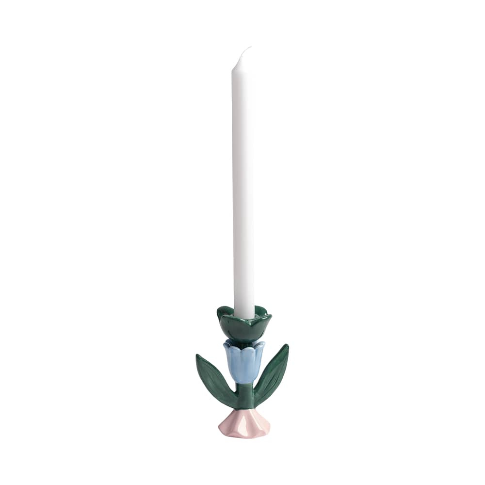 Portacandela Blume Medium ceramica multicolore / Dipinti a mano - & klevering - Pannello medium / H 14 cm - Gres