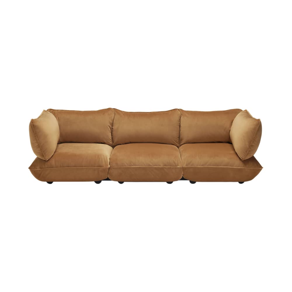 Sofa Sumo Grand textil braun / 4-Sitzer - B 301 cm / Recycelter Velours - Fatboy - Mandel (recycelter Samt) - ABS, Polypropylen, Recycelter Samt, Recycelter Schaumstoff, Stahl