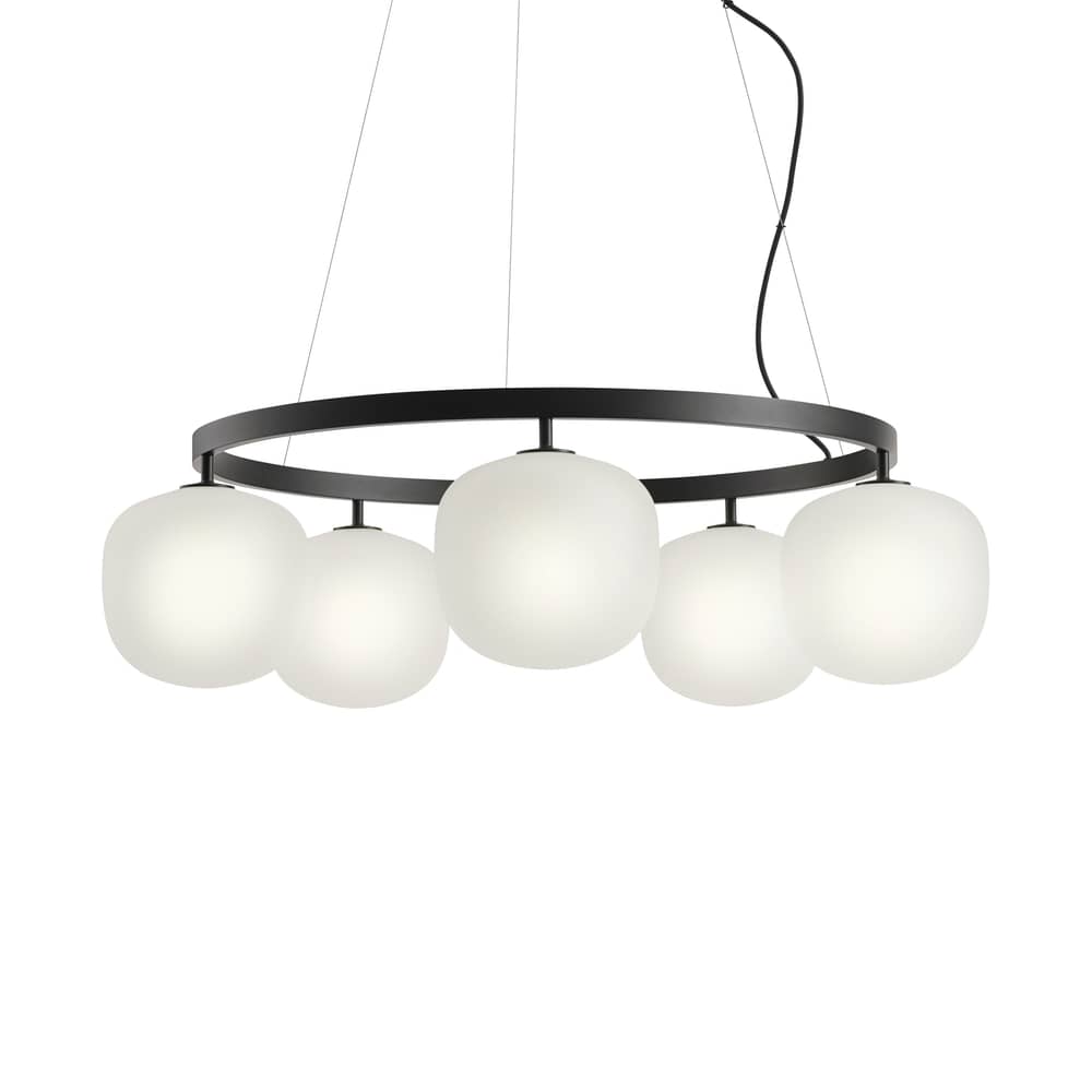 Suspension Rime Chandelier /  Lustre - Ø 80 cm - Muuto - Noir - Aluminium thermolaqué, Verre soufflé bouche