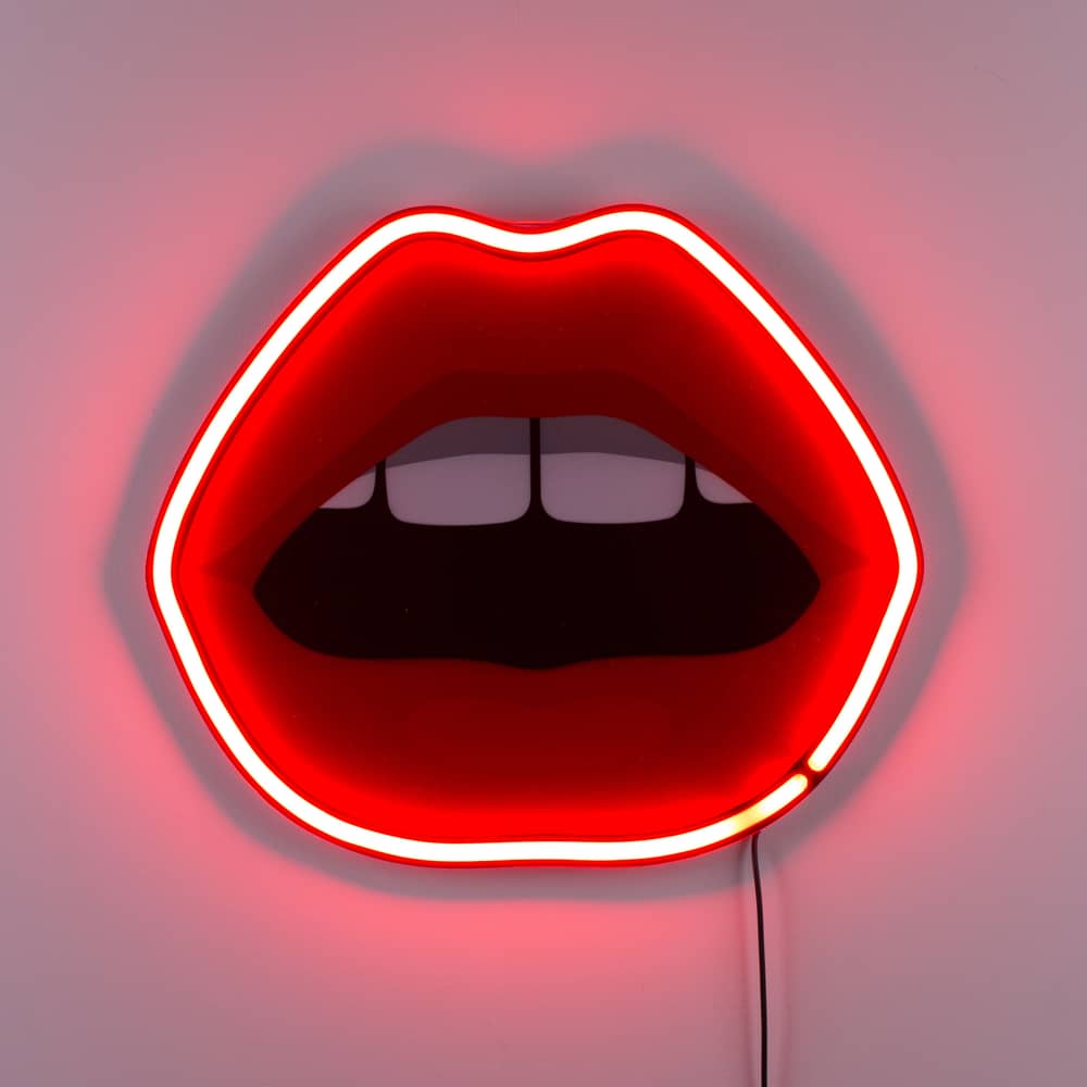 Néon Mouth Small Wall light with plug plastic material red / Acrylic - L 47 x H 40 cm - Seletti - Red - Acrylic