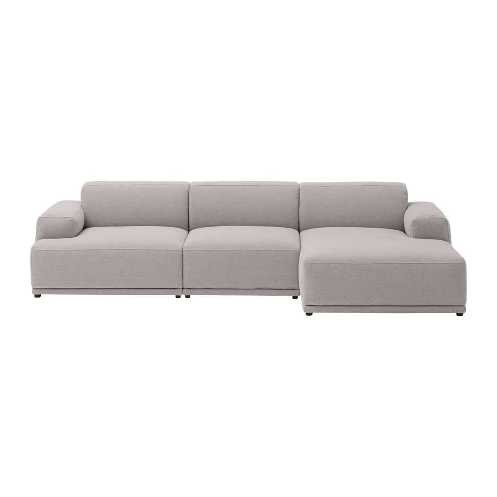 Canapé d\'angle Connect Soft / 3 places - Configuration 2 / Angle droite - Muuto - Angle droite / Gris (Clay 12) -  Ouate, Holz, Kvadrat-Gewebe, Schaumstoff