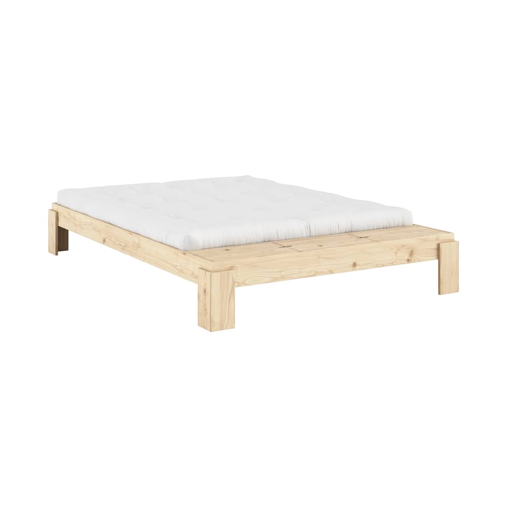 Doppelbett Layers holz natur / Für Matratze 160 x 200 cm - Mit Bank-Kiste - KARUP - Für Matratze 160 x 200 cm - FSC-zertifiziertes Massivholz Kiefer