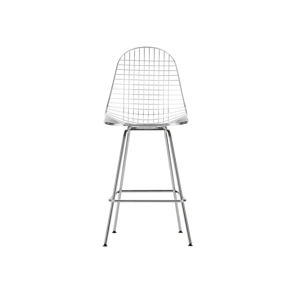 Wire Stool Medium High stool metal silver / H 67 cm - Eames, 1951 - Vitra - Chromed - Chromed steel