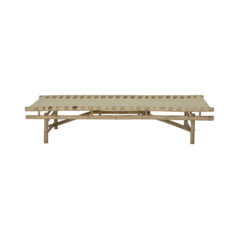 Méridienne Vida tissu beige bois naturel / 190 x 70 cm - Bambou - Bloomingville - Bambou & beige - Bambou, Tissu