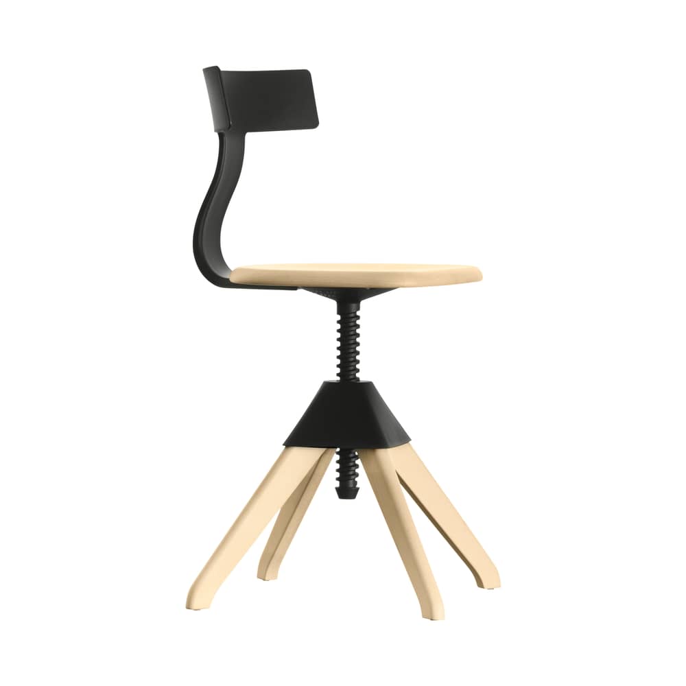 Tuffy Swivel chair plastic material black natural wood Wood & plastic / Adjustable height - Magis - Black / Natural wood structure - Natural beechwood, Polypropylene