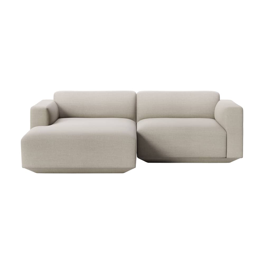 Ecksofa Develius C textil grau / 3 Sitze - L 220 cm / Liege links - &tradition - Grau (Stoff Hot Madison 094) - Gewebe, Holz, HR-Schaum