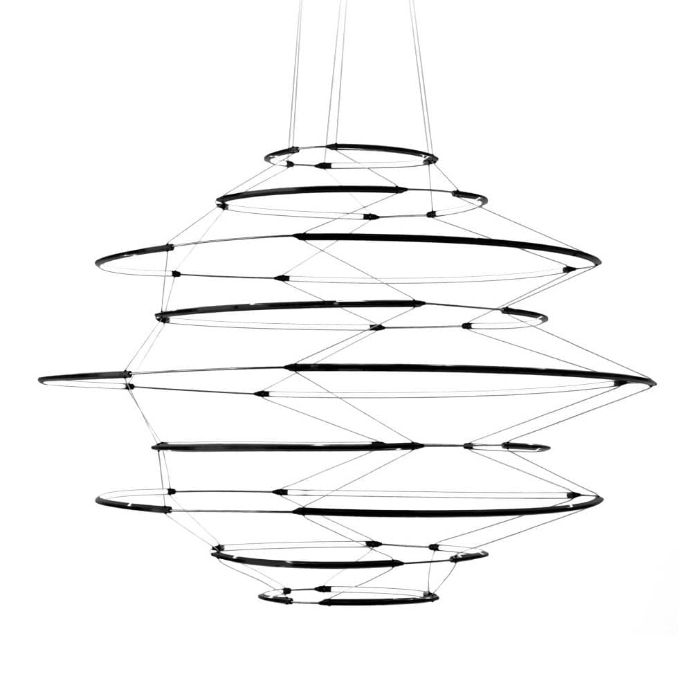 Suspension Drop 9 LED / Ø 110 x H 65 cm - Nemo - Ø 110 cm / Noir - Aluminium extrudé, Méthacrylate