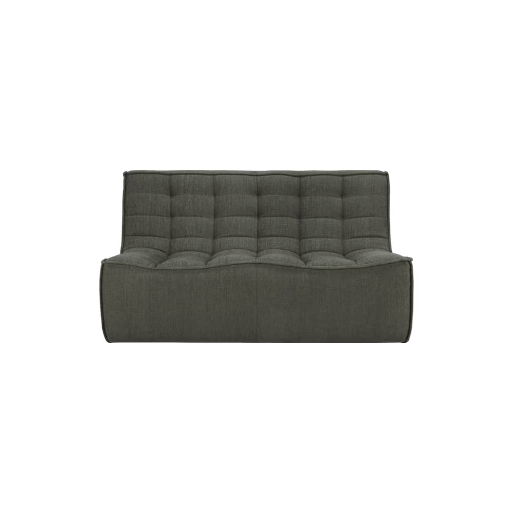 Divano destro N701 tessuto verde / 2 posti - En&ls 140 cm - Ethnicraft - Verde muschio - Cotone riciclato, Espanso, Legno