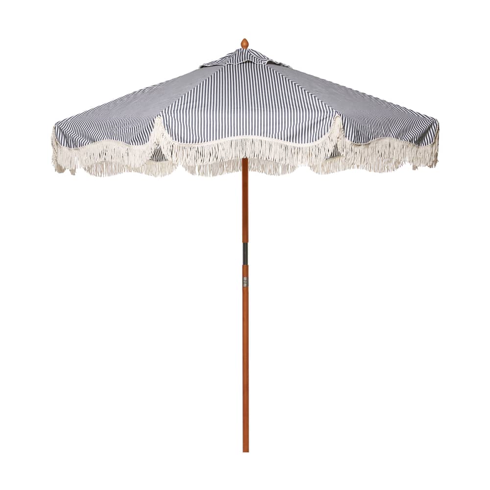 Parasol The Market bleu / Ø 210 cm - BUSINESS & PLEASURE - Rayé bleu / Laurens stripe - Bois stratifié, Toile outdoor