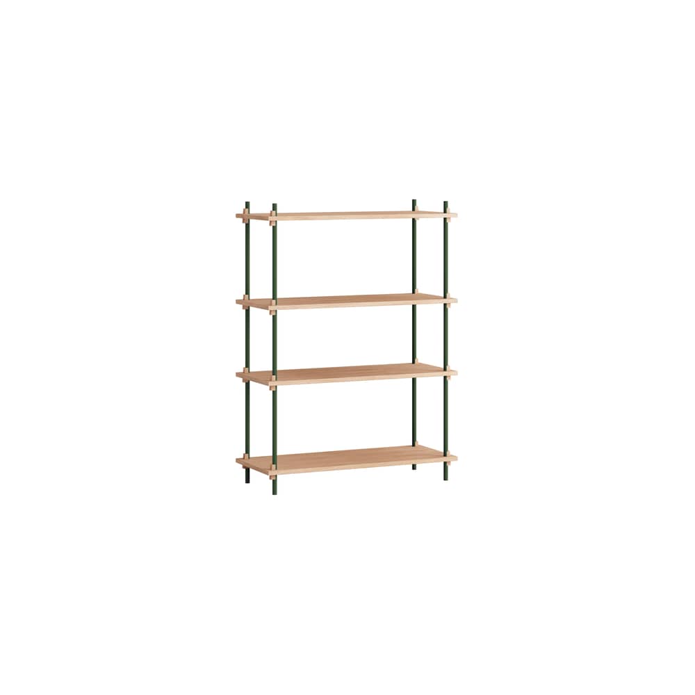 Regal Shelving System - s.115.1.A holz natur / B 85 x H 115 x Prof. 35 cm - MOEBE - Eiche natur / Grün - MDF Eichenfurnier, Stahl