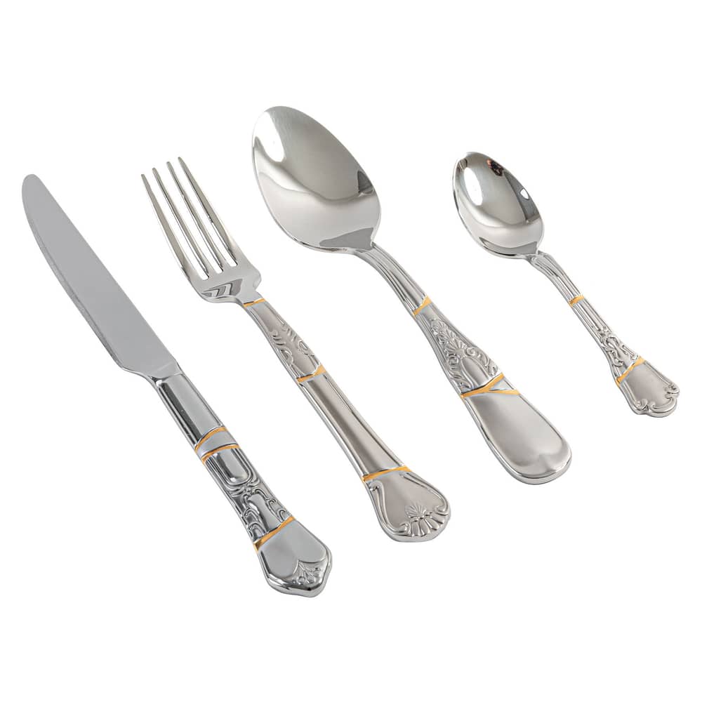 Set de couverts Kintsugi métal argent / 4 pièces - Seletti - Acier & or - Acier inoxydable