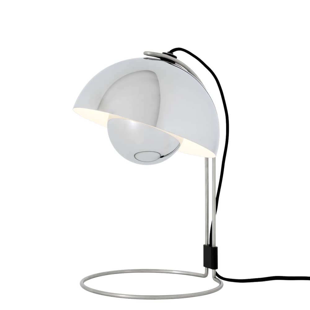 FlowerPot VP4 Table lamp silver metal / H 36 cm - By Verner Panton, 1968 - &tradition - Chrome-plated - Chrome-plated steel
