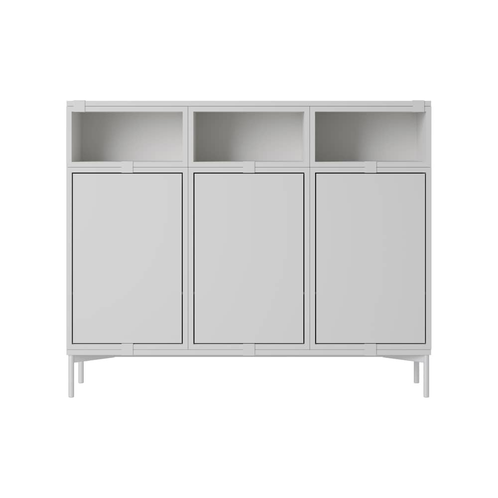 Buffet Stacked bois gris / Configuration 3 - L 131 x H 106 cm - Muuto - Gris - Acier laqué, MDF peint