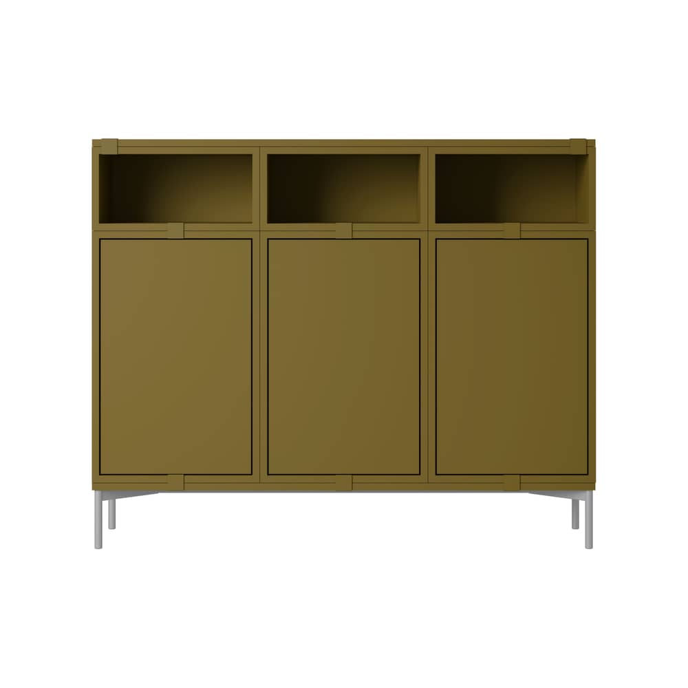 Stacked Dresser wood green / Configuration 3 - W 131 x H 106 cm - Muuto - Khaki green - Lacquered steel, Painted MDF
