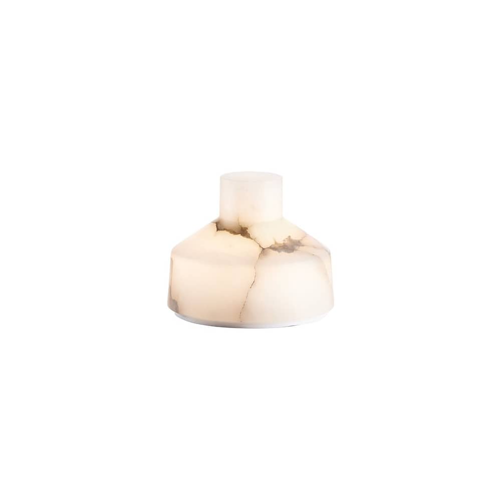 Kabellose, wiederaufladbare Außenlampe Alabast Small LED stein weiß / H 11 cm - Alabaster - Carpyen - H 11 cm / Weiß - Alabaster