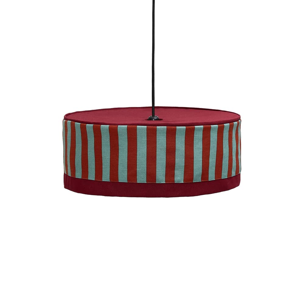 Paul Lampshade textile red / Ø 50 x H 18 cm - NOBODINOZ - Red & Green Stripes - Iron, Organic cotton