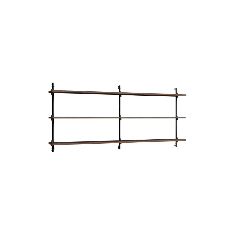 Regal Wall Shelving – ws.65.2 holz braun / B 162 x H 65 cm x Prof. 17,5 cm - MOEBE - Geräuchertes Schwarz / Schwarz Eiche - MDF Eichenfurnier, Stahl