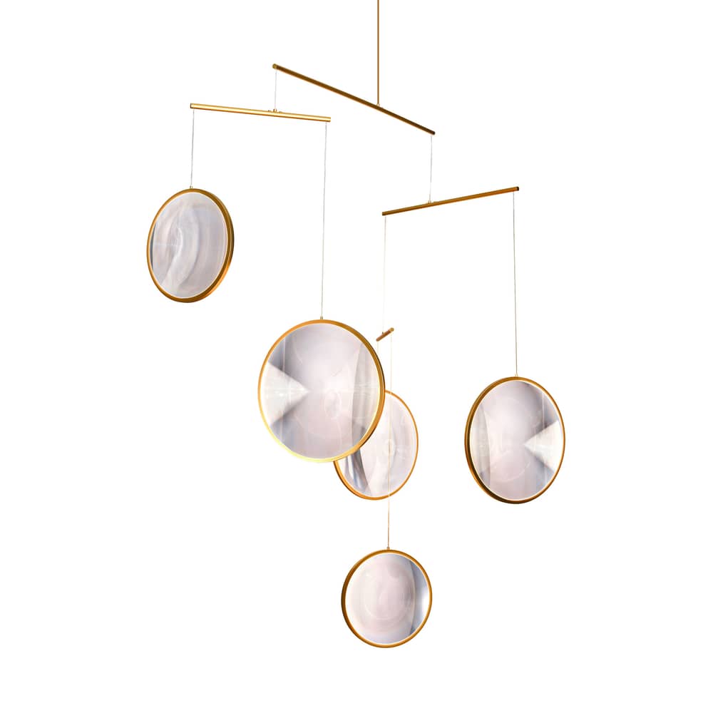 Suspension Focus X5 or / LED - L 160 x H 131 cm - DCW éditions - Or - Aluminium, PMMA