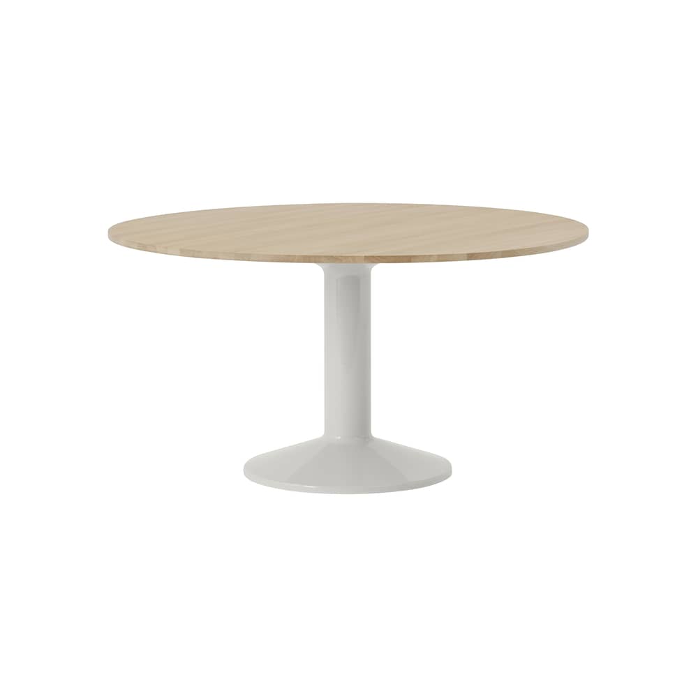 Runder Tisch Midst holz natur / Ø 140 cm - Eiche - Muuto - Eiche / Fuß Grau glänzend - Geölte Massiveiche, Stahl