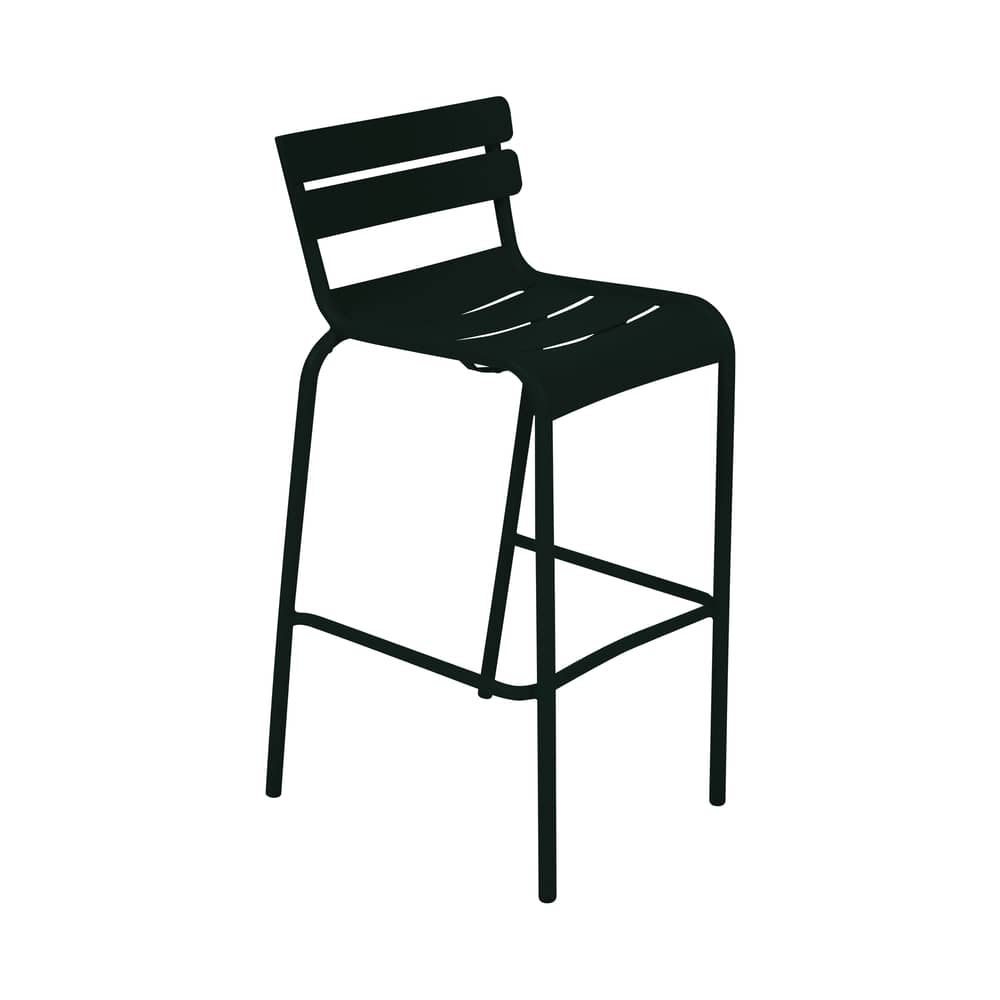 Chaise de bar Luxembourg métal noir / H 80 cm - Aluminium - Fermob - Réglisse - Aluminium laqué