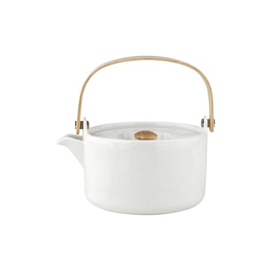 Théière Unikko céramique blanc / 70 cl - Poignée bois - Marimekko