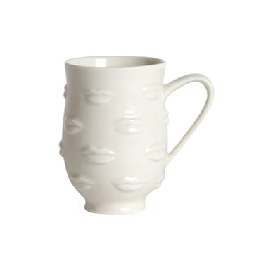 Mug Gala céramique blanc / Bouches en relief - Jonathan Adler