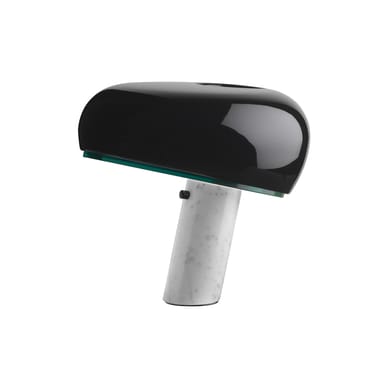 Lampe de table Snoopy métal noir / Base marbre - Castiglioni, 1967 - Flos