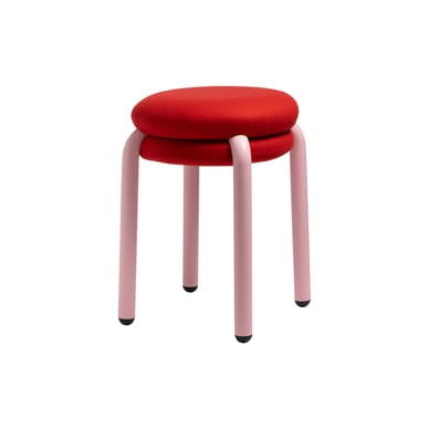 Tabouret rembourré Macaron tissu rouge - & klevering