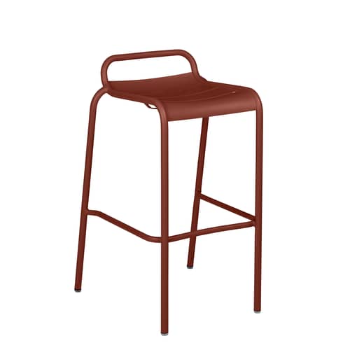 Luxembourg High stool metal red brown / Aluminium - H 78 cm - Fermob - Ochre red - Painted aluminium
