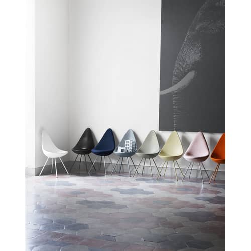 Chaise Drop plastique blanc / Réédition 1958 - Fritz Hansen - Blanc - Acier laqué, Nylon, Plastique ABS