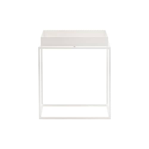 Tray End table metal white / 30 x 30 x H 34 cm - Hay - White - Lacquered steel